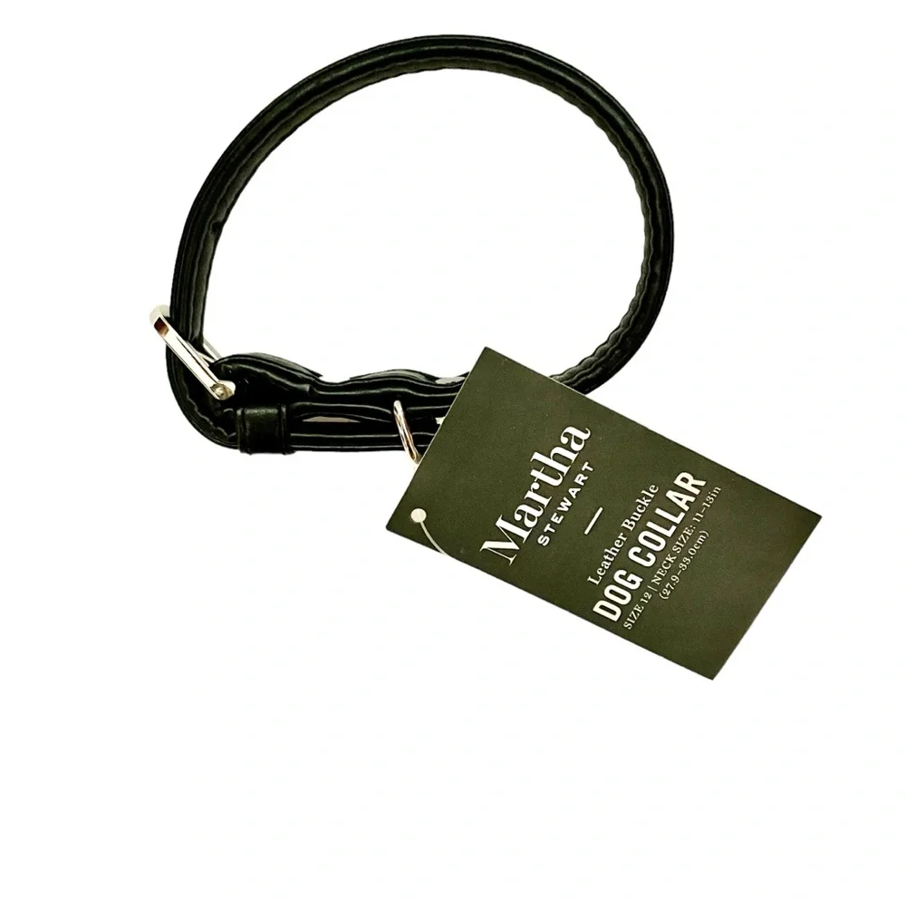 Martha Stewart NWT Black Faux Vegan Leather Buckle Dog Collar